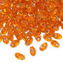 Seed bead, Miyuki, glass, silver-lined translucent orange, (LMA8), 7x4mm long magatama. Sold per 50-gram pkg.