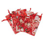 Pouch, organza, multicolored with glitter, 4-3/4 x 3-1/2 inches with bell pattern and drawstring closure. Sold per pkg of 4.
