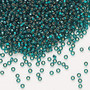 Seed bead, Preciosa Ornela, Czech glass, transparent silver-lined teal (57710), #11 rocaille with square hole. Sold per 50-gram pkg.