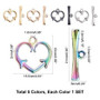 Vacuum Plating 304 Stainless Steel - Toggle Clasps, Heart-  5 colours, 1set/colour, 5sets/box