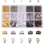 Brass Lobster Clasp Iron Jump Rings Ribbon Ends, About 1400 Pcs/box
