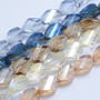 5 Strands - Electroplate Glass Beads, Faceted, Twisted, Mixed Colour, 10x8x5mm, Hole: 1.2mm, about 50pcs/strand, 19.6 inch(50cm)