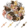 40Pcs 4 Styles Zinc Alloy Double Lobster Claw Clasps, Flower Connector, Mixed Colour