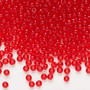 Seed bead, Preciosa Ornela, Czech glass, transparent red (90070), #8 rocaille. Sold per 50-gram pkg.