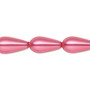 Bead, Celestial Crystal®, crystal pearl, pink, 15x8mm teardrop. Sold per 15-1/2" to 16" strand, approximately 25 beads.