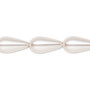 Bead, Celestial Crystal®, crystal pearl, light pink, 15x8mm teardrop. Sold per 15-1/2" to 16" strand, approximately 25 beads.