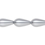 Bead, Celestial Crystal®, crystal pearl, pewter, 15x8mm teardrop. Sold per 15-1/2" to 16" strand, approximately 25 beads.