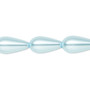 Bead, Celestial Crystal®, crystal pearl, light blue, 15x8mm teardrop. Sold per 15-1/2" to 16" strand, approximately 25 beads.