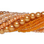Bead assortment, glass, opaque to transparent light to dark orange, 3x1mm-6mm round and irregular rondelle. Sold per pkg of (8) 14-inch strands, approximately 1,200 beads.