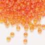 Seed bead, Preciosa Ornela, glass, translucent pink-lined luster yellow amber (81016), #6 rocaille. Sold per 50-gram pkg.