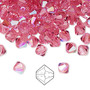 6mm - Preciosa Czech - Rose Glitter - 24pk - Faceted Bicone Crystal