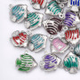 10 x 304 Stainless Steel Pendants, with Enamel, Fish, Stainless Steel Color, 13x12x4mm, Hole: 1mm