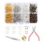 Earrings Finding Kits, Including Iron Jump Rings & Earring Hooks, Brass Rings, 410 Stainless Steel Pointed Tweezers and 45# Carbon Steel Needle Nose Pliers, Mixed Color, 903pcs/set