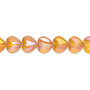 Bead, pressed glass, translucent orange AB, 8mm heart. Sold per 15-1/2" to 16" strand.