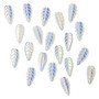 Drop, pressed glass, translucent clear AB, 23 x 10mm pressed leaf, top-drilled. Sold per pkg of 20.