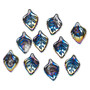 Drop, pressed glass, opaque iris multicolored, 23 x 16mm pressed leaf, top-drilled. top-drilled. Sold per pkg of 10.