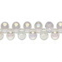 Bead, pressed glass, translucent clear AB, 8 x 6mm concave-back teardrop, top-drilled. Sold per 8-inch strand, approximately 55 beads.