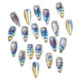 Drop, pressed glass, opaque iris multicolored, 23 x 10mm pressed leaf, top-drilled. Sold per pkg of 20.