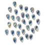 Drop, pressed glass, opaque iris multicolored, 18 x 11mm pressed leaf, top-drilled. Sold per pkg of 30.