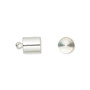 Cord end, glue-in, silver-finish brass, 8.5x8mm, approximately 7.4mm inside diameter. Sold per pkg of 10.