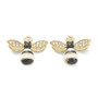 Alloy Enamel Bee Charms with Crystal Rhinestone White - 10 pcs