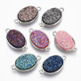 10pack - Alloy Links, with Druzy Resin Cabochons, Oval, Platinum, Mixed Color, 21x12x4.5mm, Hole: 1.4mm