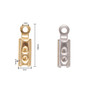 100Pcs 2 Colors 304 Stainless Steel Folding Crimp Ends, Fold Over Crimp Cord Ends, Golden & Stainless Steel Color, 10x3x2.5mm, Hole: 1mm, 50Pcs/Color