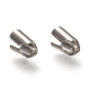 304 Stainless Steel Fold Over Cord Ends, Stainless Steel Colour, 8.5x3.5x4mm, Hole: 3x3.5mm