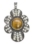 LAST STOCK: 1 x Large Pendant with Gemstone and Crystals, Tiger Eye, approx 60mm x 40mm