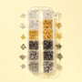 Iron Bead Tips & Crimp Beads Covers, Mixed Color, 3~8x3~4mm, Inner Diameter: 1.2~3mm, 600Pcs/box