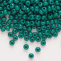 Seed bead, Preciosa Ornela, glass, opaque dark green, #6 rocaille. Sold per 50-gram pkg.