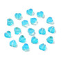 100pcs - Transparent Glass Pendants, Heart, Deep Sky Blue, 5.5x6x2mm, Hole: 1mm