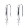925 Sterling Silver Earring Hooks, with Cup Pearl Bail Pin, Silver, 20~21mm, Bail Pin: 6x3mm, Pin: 0.8mm - 1 pair