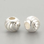 925 Sterling Silver Beads, Fancy Cut Round, Silver, 6x5mm, Hole: 2mm - 5 beads