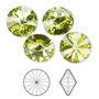 Chaton, Crystal Passions® rhinestone, citrus green, foil back, 14mm rivoli (1122). Sold per pkg of 4.