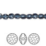 Bead, Crystal Passions®, Montana, 6mm faceted puffed round bead (5034). Sold per pkg of 4.