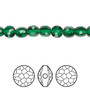 Bead, Crystal Passions®, majestic green, 6mm faceted puffed round bead (5034). Sold per pkg of 4.