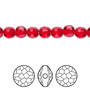 Bead, Crystal Passions®, light Siam, 6mm faceted puffed round bead (5034). Sold per pkg of 4.