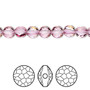 Bead, Crystal Passions®, dark rose (HICT), 6mm faceted thin round bead (5034). Sold per pkg of 4.