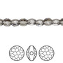 Bead, Crystal Passions®, black diamond, 6mm faceted puffed round bead (5034). Sold per pkg of 4.