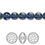 Bead, Crystal Passions®, Montana, 8mm faceted puffed round bead (5034). Sold per pkg of 4.