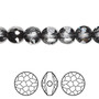 Bead, Crystal Passions®, crystal silver night, 8mm faceted puffed round bead (5034). Sold per pkg of 4.