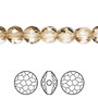 Bead, Crystal Passions®, crystal golden shadow, 8mm faceted puffed round bead (5034). Sold per pkg of 4.