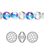 Bead, Crystal Passions®, crystal AB, 8mm faceted puffed round bead (5034). Sold per pkg of 4.
