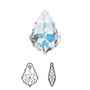Drop, Crystal Passions®, crystal AB, 22x15mm faceted baroque pendant (6090). Sold individually.
