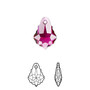 Drop, Crystal Passions®, ruby, 16x11mm faceted baroque pendant (6090). Sold per pkg of 2.