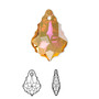 Drop, Crystal Passions®, crystal summer blush, 22x15mm faceted baroque pendant (6090). Sold individually.