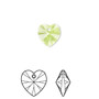 Drop, Crystal Passions®, citrus green, 10mm heart pendant (6228). Sold per pkg of 4.