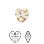 Drop, Crystal Passions®, crystal golden shadow, 14mm heart pendant (6228). Sold per pkg of 2.