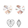 Drop, Crystal Passions®, crystal shimmer, 14mm heart (6228). Sold per pkg of 2.